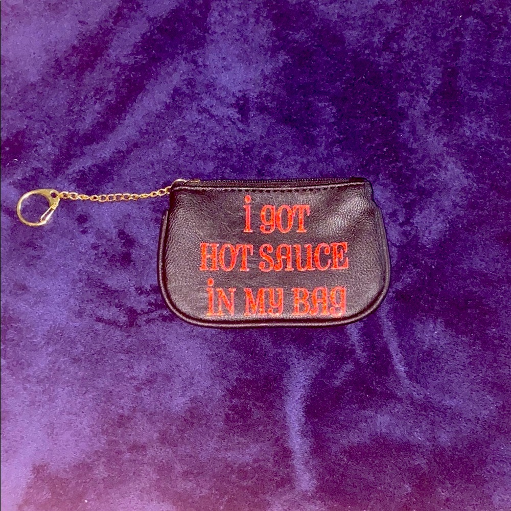 Black Pouch with Red Text
